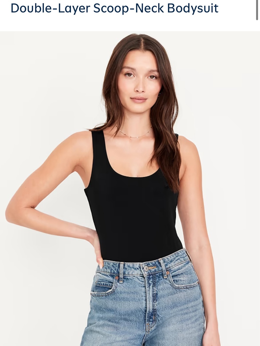 Old Navy Black Scoop Neck Bodysuit Petite Large